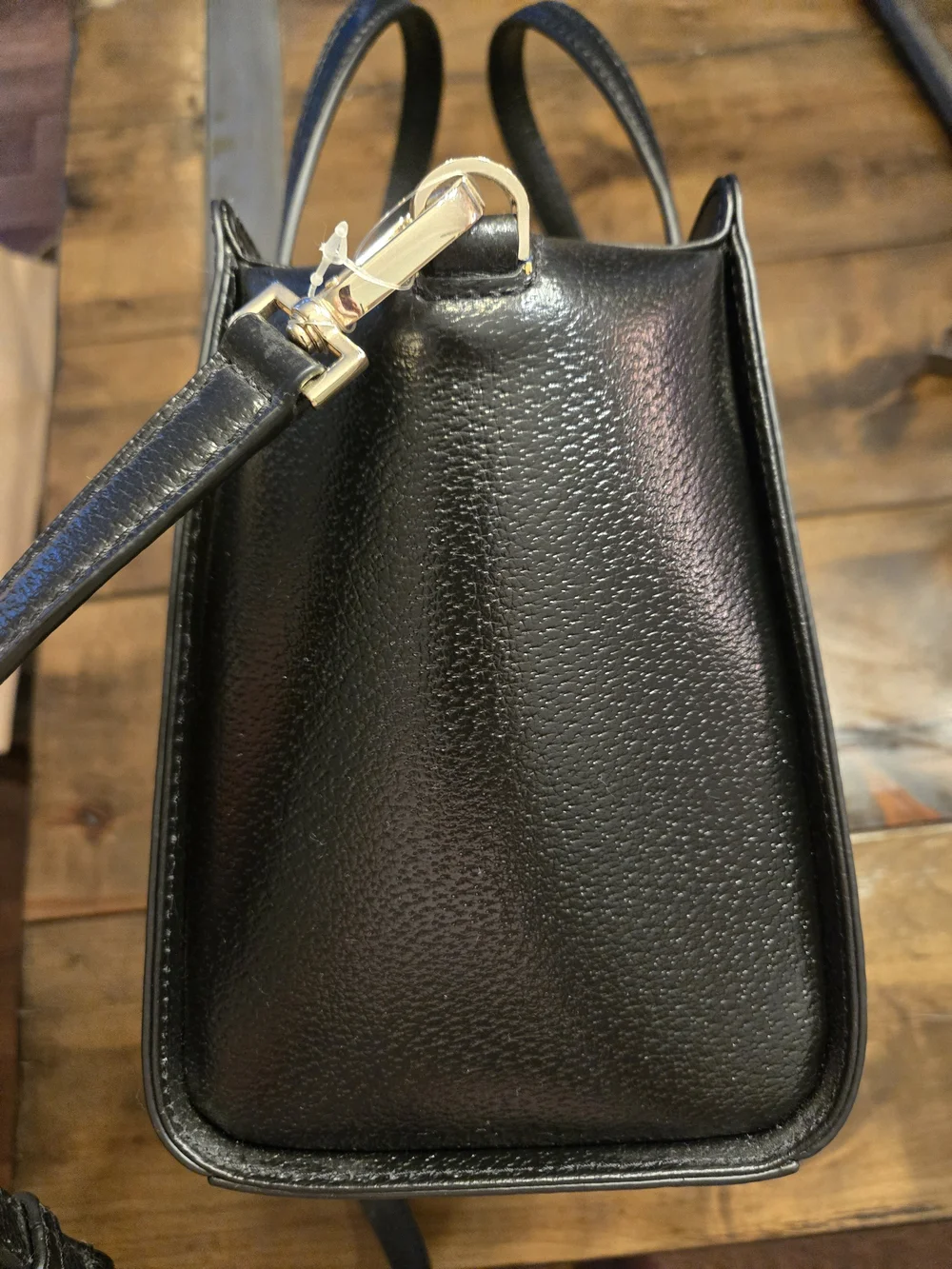 kate spade Black Leather Satchel with Cream Bow Detail